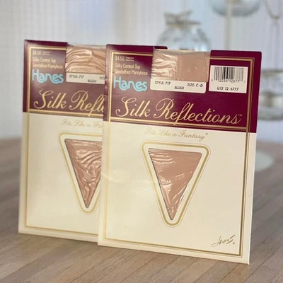 NWT Vintage 1980s Hanes Silk Reflections Pantyhose Blush Control Top Set of 2 - Image 1 of 4