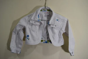 2010 GYMBOREE GIRLS 5 5T White Denim Blue Flowers Short SHRUG Jacket Spring - Picture 1 of 16