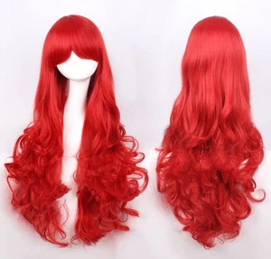 NUEVO Disfraz de Halloween con cosplay rojo rizado resistente al calor peluca de anime 40 - Imagen 1 de 1
