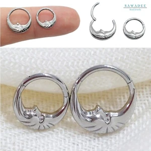Piercing Naso Mezza Luna Acciaio inox ,cerchio per setto in argento per elice - Foto 1 di 13
