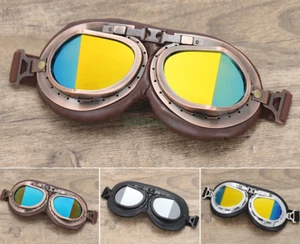 Vintage Retro Pilot Flying Goggles Car Racing Scooter Cruiser Glasses Eyewear AU - Picture 1 of 27