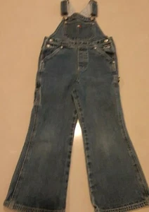 Tommy Hilfiger Blue Jean Bib Overalls Child Size 6 Denim Carpenter Flag Logo - Picture 1 of 6