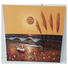 Quadro in tela dipinto a mano con rilievo per arredo da casa 100x100 cm