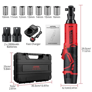 12V Electric Cordless Ratchet 3/8" 33 Ft-lbs Wrench Impact Power Tool 2 Battery - Picture 1 of 8