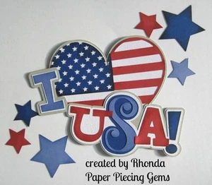 LOVE USA paper piecing title JULY 4TH Premade Scrapbook Pages die cut by Rhonda - Picture 1 of 1