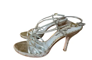 Nina Dress Heels Womens Slingback Strap Pump Sandals Glitter Metalic Gold Sz 10M - Picture 1 of 11