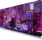 Purple Gaming Mouse Red Desk Mat Anime Large Mouse Pad 35.5X15.8 Inch XXL Mouse 