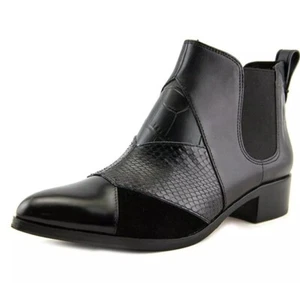 New Coach Women's Suffolk Patchwork Pointed Toe Leather Ankle Boots Black Sz 5 M - Picture 1 of 7