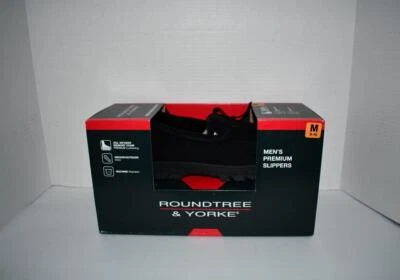 Roundtree & Yorke 人造剪羊毛莫卡辛冬季拖鞋黑色 M 码,9/10 61557 — 第 1/4 张图片