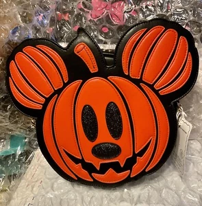 Disney Mickey Mouse HALLOWEEN PUMPKIN PURSE Crossbody Glow In The Dark New - Picture 1 of 2