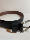 NEW! IZOD Genuine Leather Black Textured Belt Men’s Sz 34 Silver Tone IZ1691 04