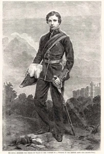 Amable Eduardo VII de Inglaterra como 18 años Príncipe de Gales Retrato en uniforme 1860 - Imagen 1 de 1