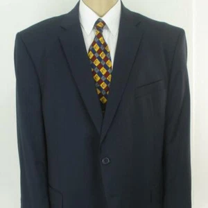 52 R Linea Uomo Solid Navy Blue Pure Wool 2 Btn Mens Jacket Sport Coat Blazer - Picture 1 of 9
