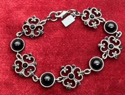 Pulsera Anne Kline de pedrería negra tono plata  Foto 1 de 3