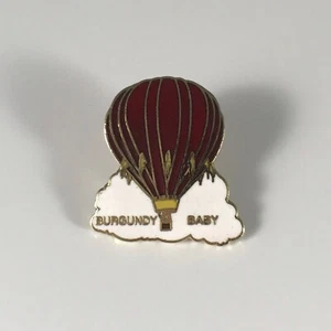 Burgundy Baby Hot Air Balloon With Flags Lapel Pin Dark Red Color - Picture 1 of 4