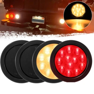 4" INCH Amber & Red LED Truck Trailer Stop Turn Signal Tail Brake Lights 12V - Bild 1 von 12
