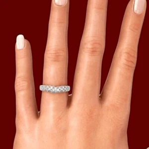 Wedding Round Cut Diamond Band 950 Platinum Lab Created 0.50 Carat Size 6 7 8  - Picture 1 of 16