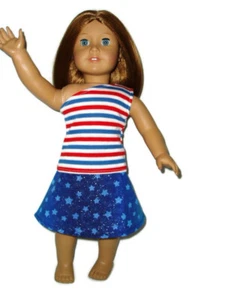 2 pc Patriotic Top Skirt Outfit 18" Doll Clothes fits popular Girl dolls - Picture 1 of 3