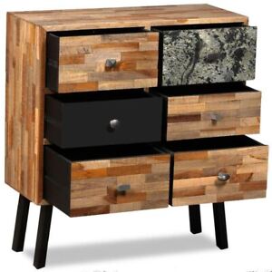 6-Drawer Chest Vintage Style Wooden Side Cabinet Storage High Board Sideboard
