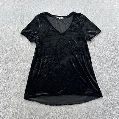 Spring + Mercer Velvet Legging Tee Womens Sz M Black Tunic T-Shirt Short Sleeve - Image 1 of 4