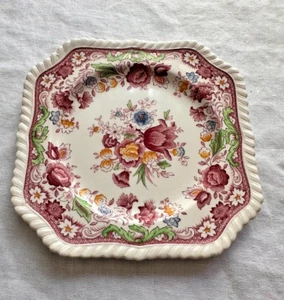 Johnson Brothers Winchester quadratischer Teller rosa Blumen 7,5" Vintage aus den 1920er Jahren - Bild 1 von 4