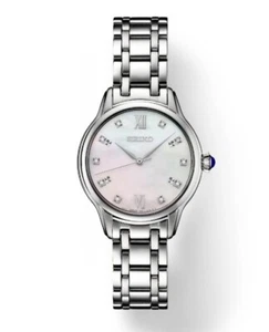 Seiko Diamonds Mother-of-pearl Dial with Cabochon Crown Women's Watch SRZ537 - Picture 1 of 3