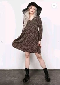 Disturbia Moon Flower V Neck Smock Dress - UK 8 - Picture 1 of 8