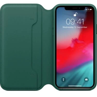 Funda Cartera Folio Cuero Original/Oficial Apple iPhone XS - Verde Bosque Foto 1 de 4
