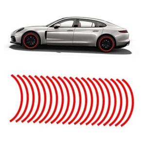 16PCS 17''-19'' Reflective Wheel Rim Stripe Decal, Car Wheel Rim Tapes Red - Picture 1 of 8