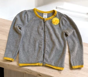 Gymboree Size 5T Girl's Cardigan GRAY YELLOW with Yellow Rose Accent - Picture 1 of 6
