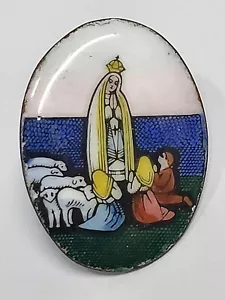 Medalla de esmalte vintage de Nuestra Señora de Fátima - Imagen 1 de 8