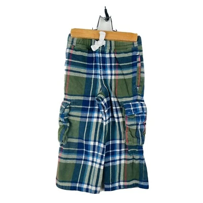 迷你紧身长裤棉质格子蓝色绿色格子抽绳工装口袋 4 码 — 第 1/4 张图片