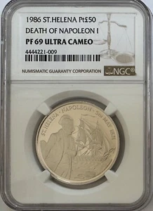 1986 St.Helena 1 oz Platinum Proof Coin Death Napoleon I NGC PF-69 UCAM - Picture 1 of 4