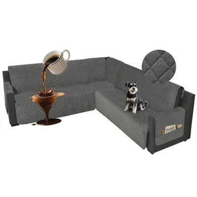 Fundas de sofá seccionales esquineras impermeables para sofá en forma de L terciopelo 6 piezas U Sh... Foto 1 de 4