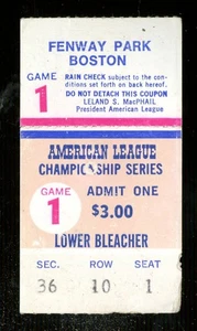 Vintage Ticket Stub FENWAY PARK BOSTON RED SOX AMERICAN LEAGUE CHAMP. Game 1 - Foto 1 di 2