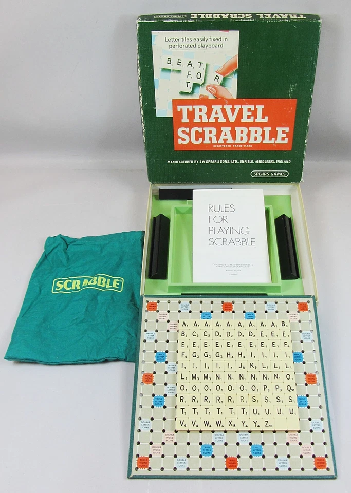 Vintage Travel Scrabble by Spears Games Complete Retro  Replacement Tile Bag - Image 1 of 4