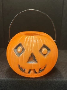 Mini molde soplado de Halloween de colección calabaza Jack O linterna ojos de diamante cubo 4" - Imagen 1 de 6