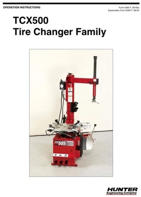 HUNTER TCX500 TCX505 TCX515 TCX535 TIRE CHANGER OPERATION INSTRUCTION MANUAL CD - Image 1 of 2