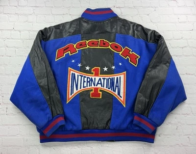 Vintage 80’s Reebok Genuine Leather zipper Jacket  Made in Korea - Mens Size XL - Image 1 of 4