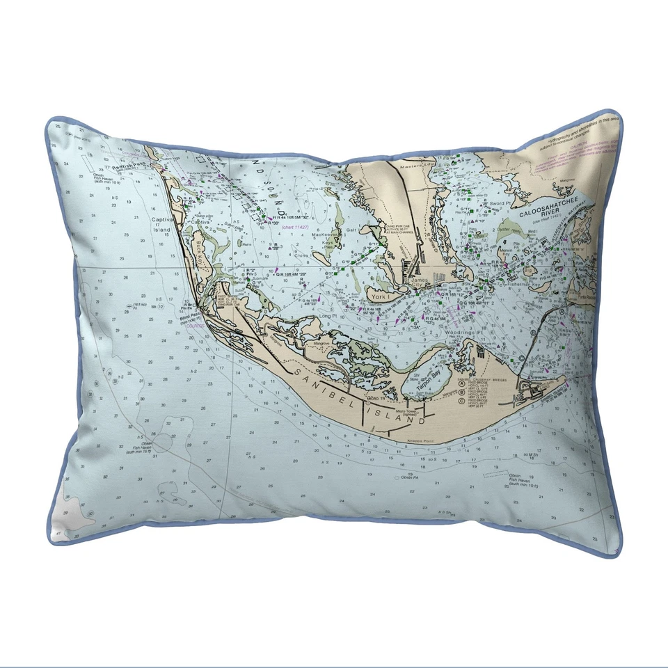 Almohada Mapa Isla Sanibel 16x20 - Decoración Grande con Cable Foto 1 de 1