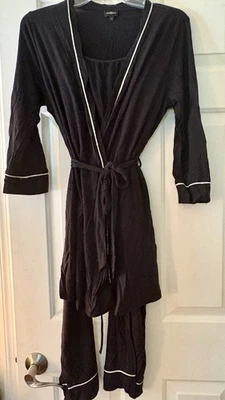 Cosabella Let Me Sleep Bata de Enfermería de Maternidad Juego de Dormir 3 Piezas Negro Pequeño Foto 1 de 4