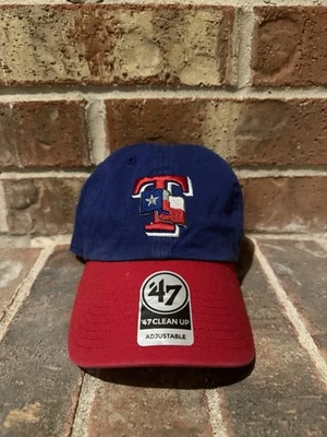 New ‘47 Brand Texas Rangers Clean Up Flag Logo 2 Tone Strapback Adjustable Cap - Image 1 of 4