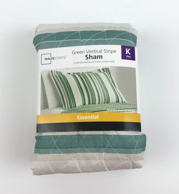 Mainstays Green Vertical Stripe Pillow Sham 24x40 - Image 1 of 3