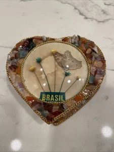 Jewelry box from Brasil with -precious stones encrusted and felt liner Butterfly - Picture 1 of 3