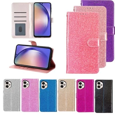 Phone Case Cover for Huawei P50 P40 P30 P20 P10 Bling Glitter Flip Wallet Case - Image 1 of 4