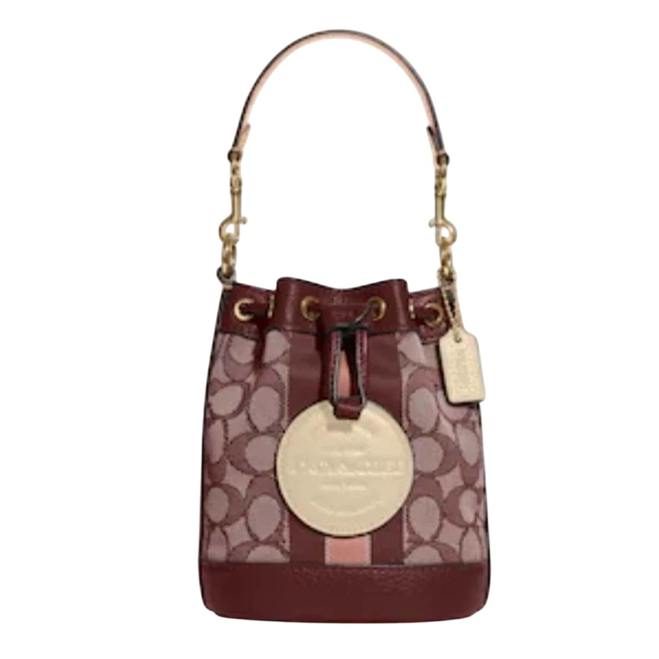 COACH MINI DEMPSEY BUCKET BAG IN SIGNATURE JACQUARD WITH STRIPE & COACH PATCH  - Изображение 1 из 4
