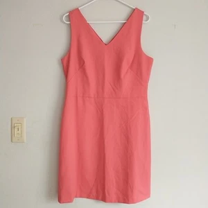 Ann Taylor Sheath Dress 10 Coral Pink Lined V Neck Sleeveless Career Office New  - Picture 1 of 7