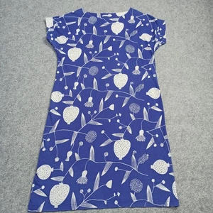 Marimekko Womens Dress Size S Blue Cotton Jersey Floral Fruits VUOMA EU-36 - Picture 1 of 12