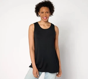 LOGO by Lori Goldstein Lagenlook U-Ausschnitt Tank Top Schwarz L Neu - Bild 1 von 1