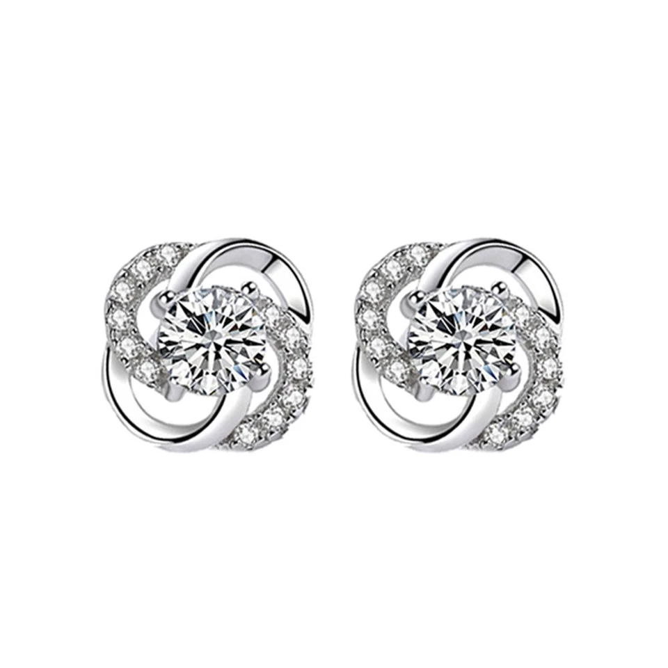  1 paio di orecchini a fiore da donna, orecchini con zirconi, eleganti gioielli - Immagine 1 di 4